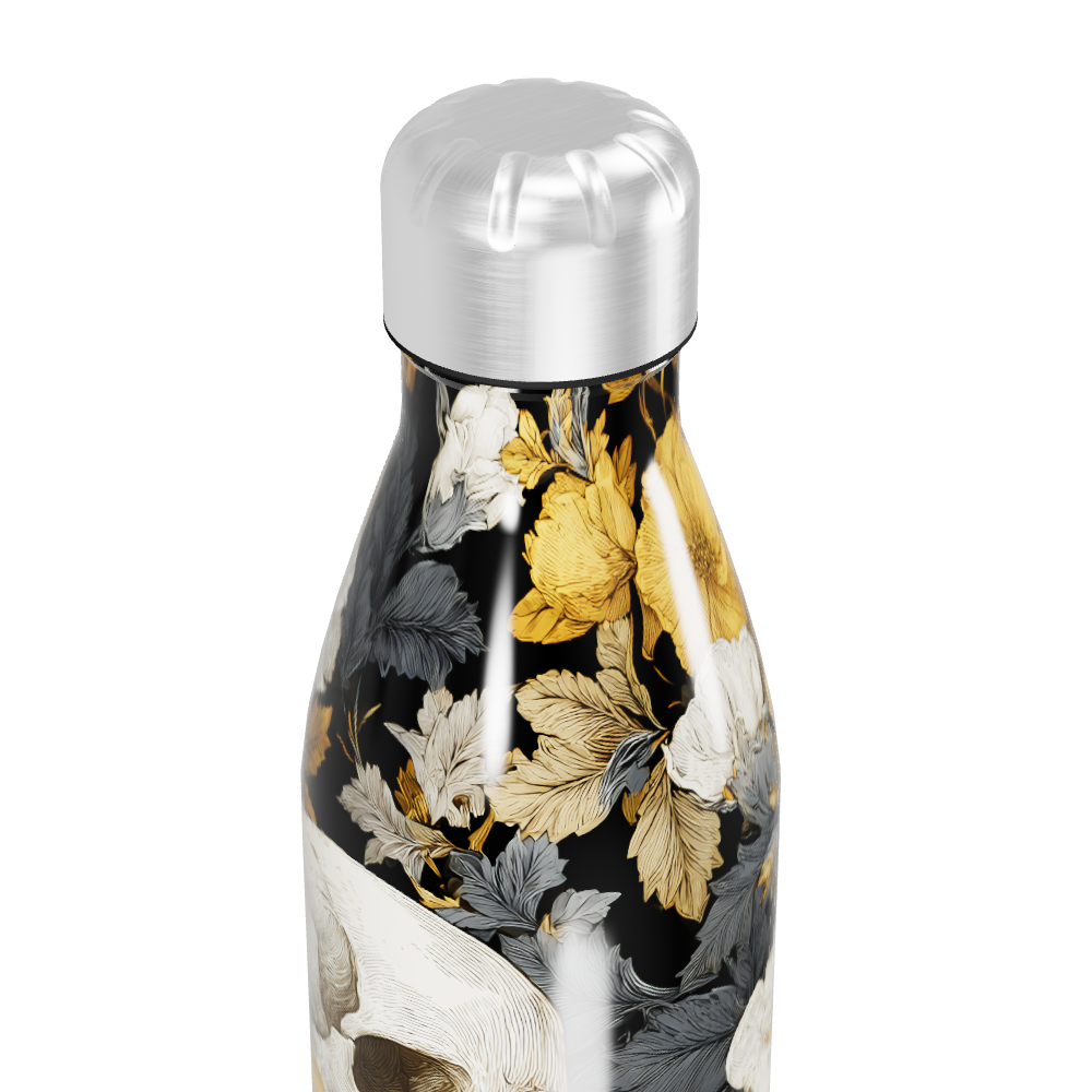 Garrafa Inox - Floral Preto e Dourado