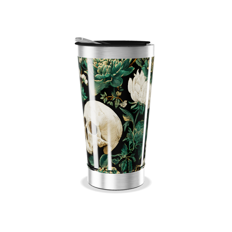 Copo Térmico - Floral Preto e Verde