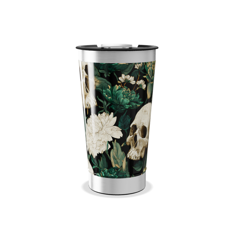 Copo Térmico - Floral Preto e Verde