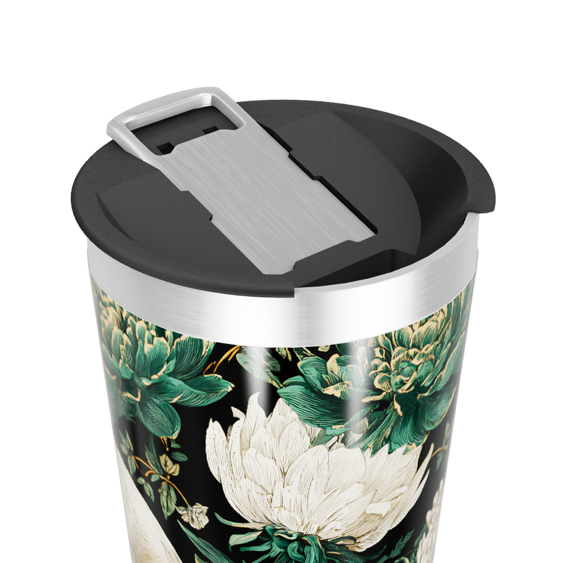 Copo Térmico - Floral Preto e Verde