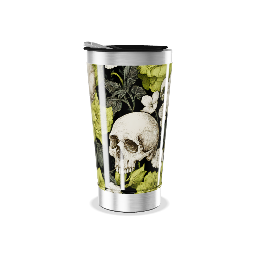 Copo Térmico - Floral Preto e Verde