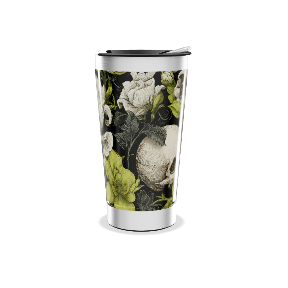 Copo Térmico - Floral Preto e Verde