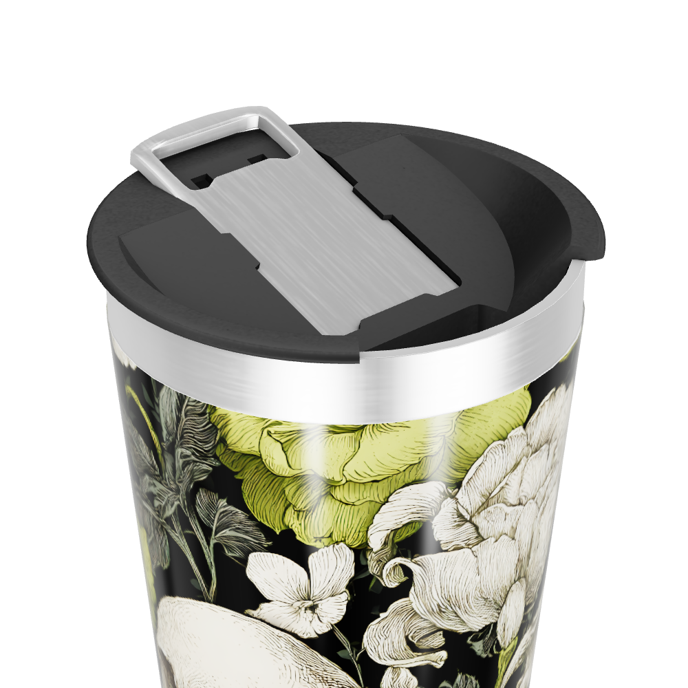 Copo Térmico - Floral Preto e Verde