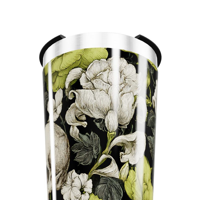 Copo Térmico - Floral Preto e Verde