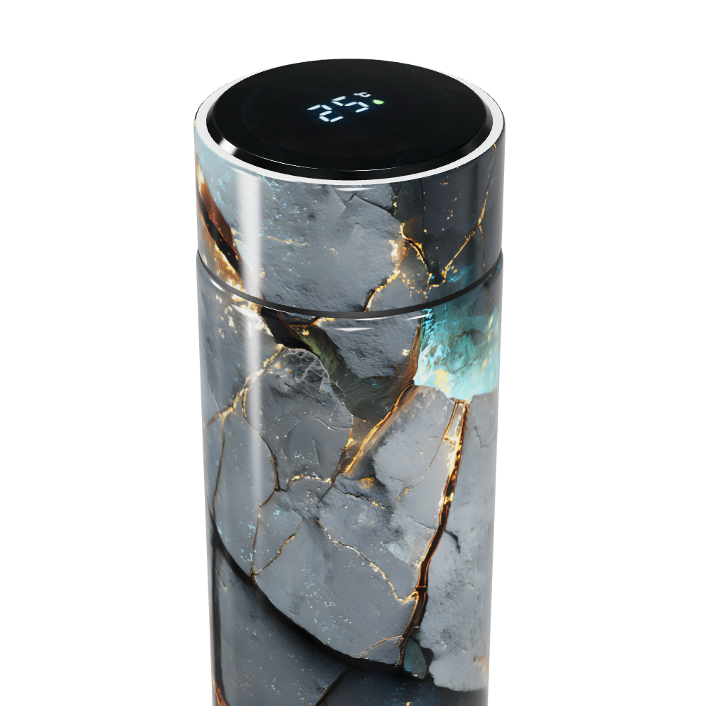 Garrafa Térmica Touch - Mármore Preto LED