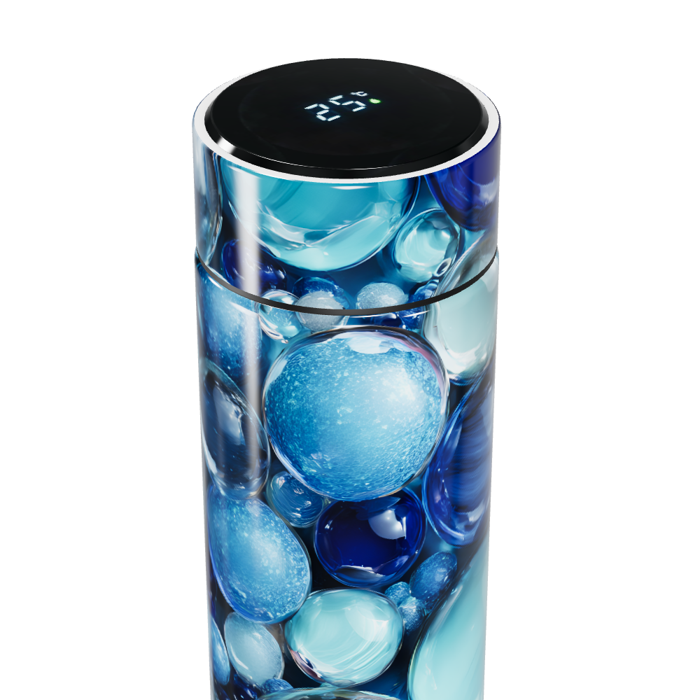 Garrafa Térmica Touch - Azul Bolhas Vidro