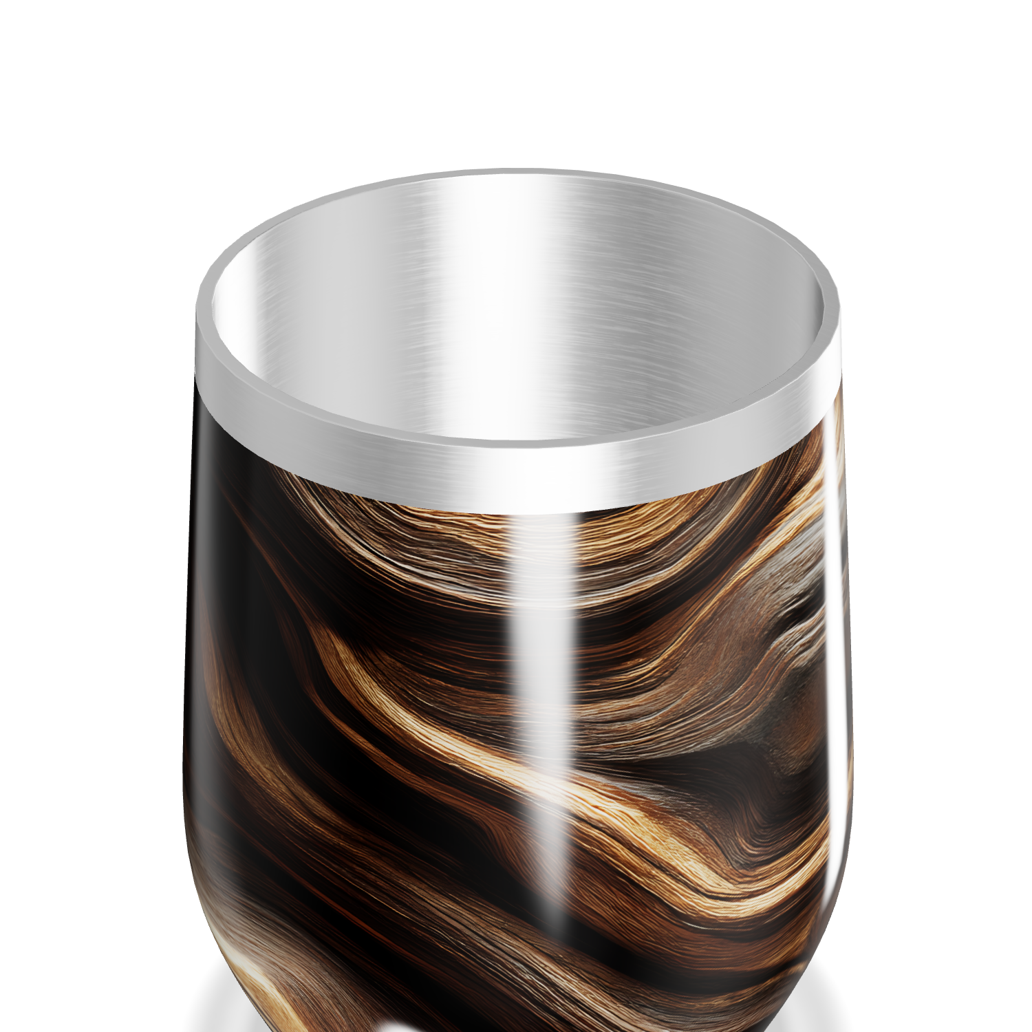 Copo Térmico Slim - Mármore Marrom Aço Inox