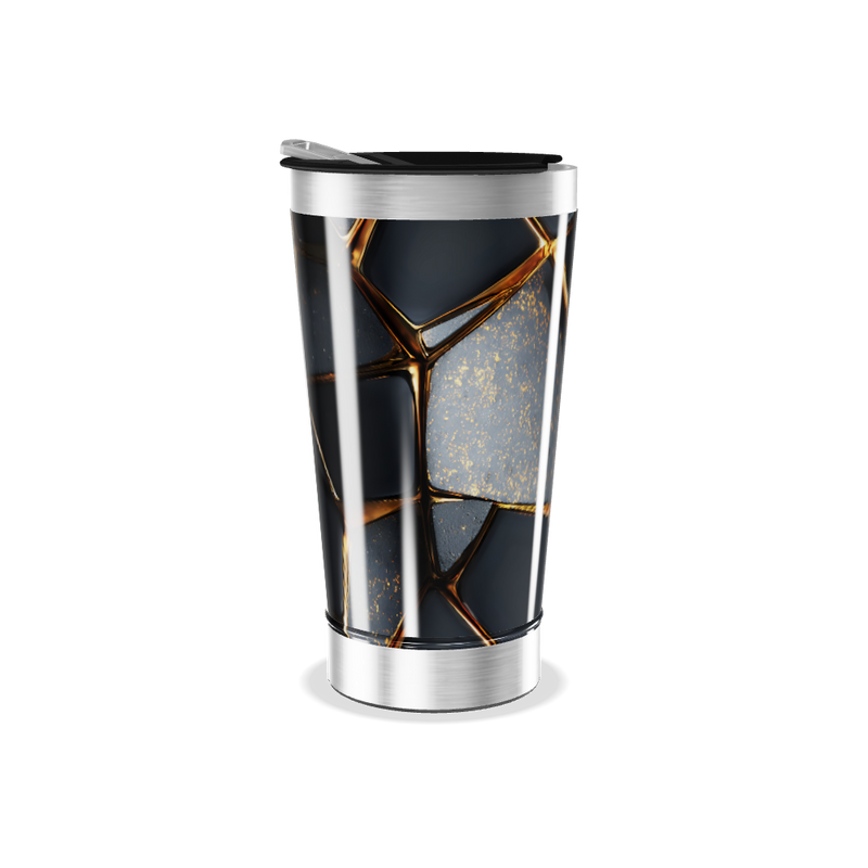 Copo Térmico - Com estampa geométrica preta
