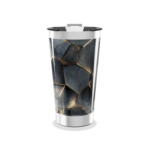 Copo Térmico - Hexágonos Preto e Dourado