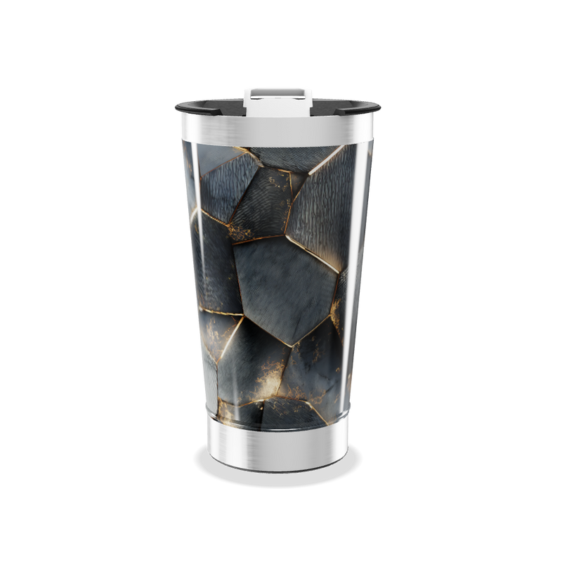 Copo Térmico - Hexágonos Preto e Dourado