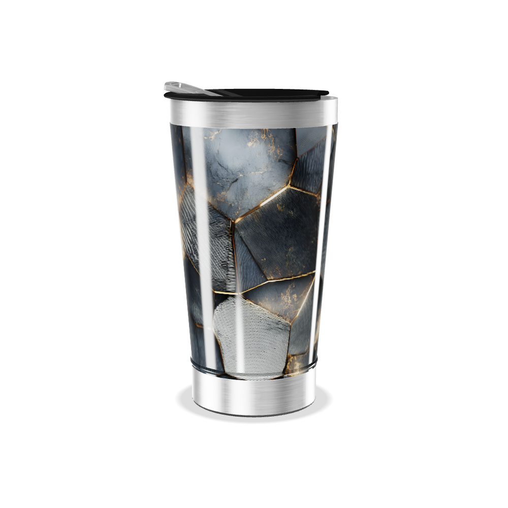 Copo Térmico - Hexágonos Preto e Dourado