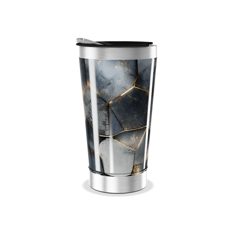 Copo Térmico - Hexágonos Preto e Dourado