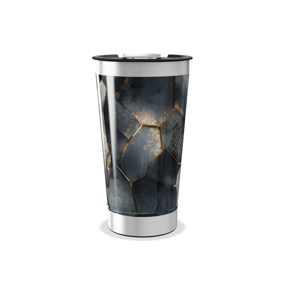 Copo Térmico - Hexágonos Preto e Dourado