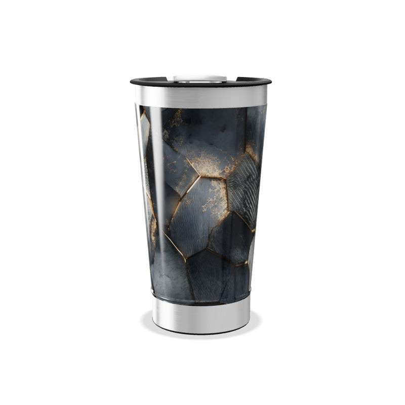 Copo Térmico - Hexágonos Preto e Dourado