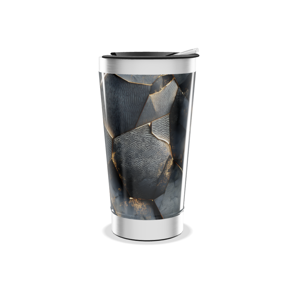 Copo Térmico - Hexágonos Preto e Dourado