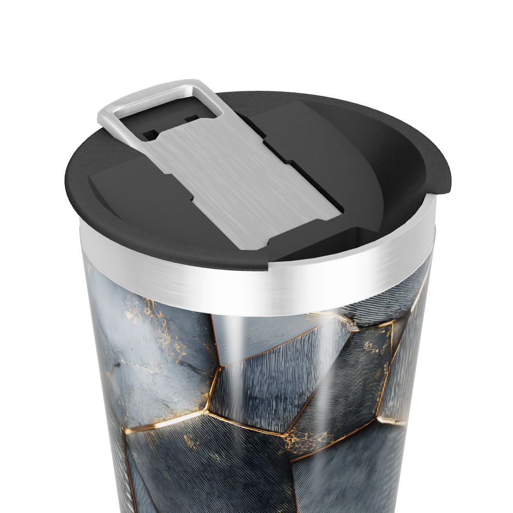 Copo Térmico - Hexágonos Preto e Dourado