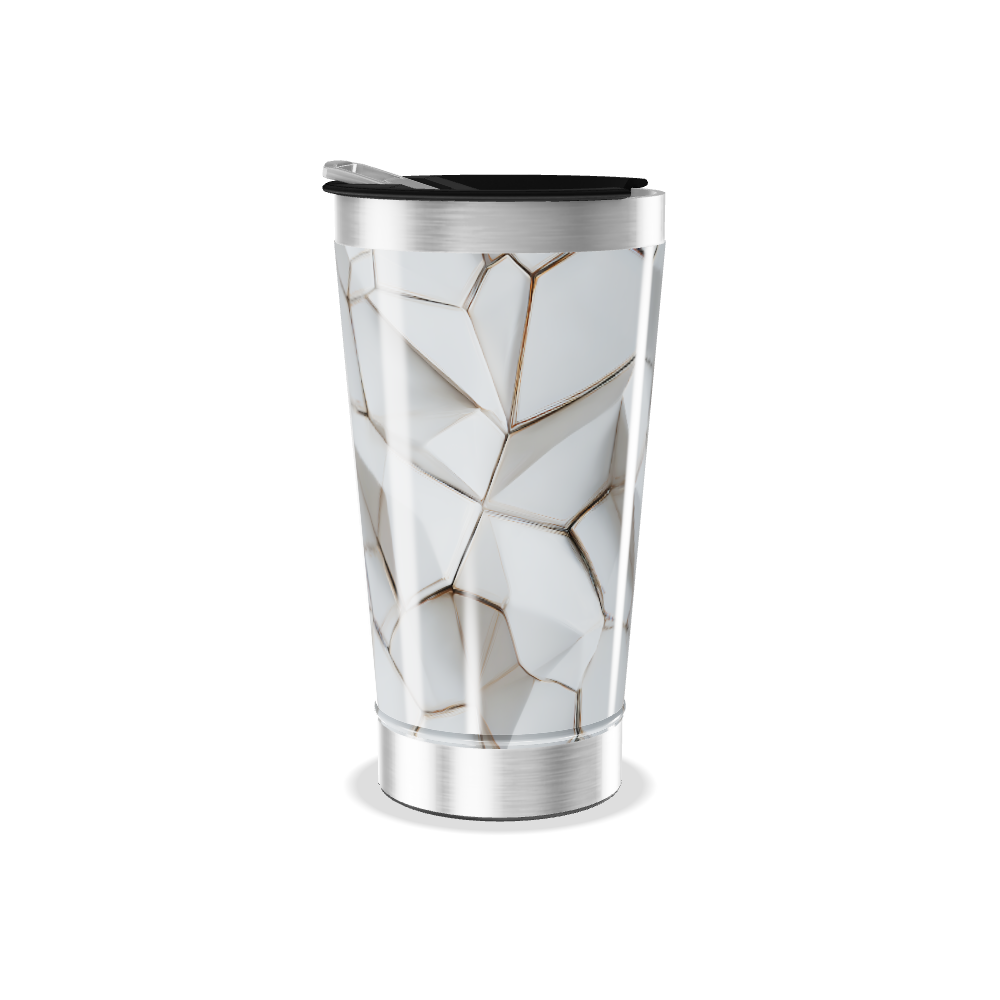 Copo Térmico - Textura geométrica branca