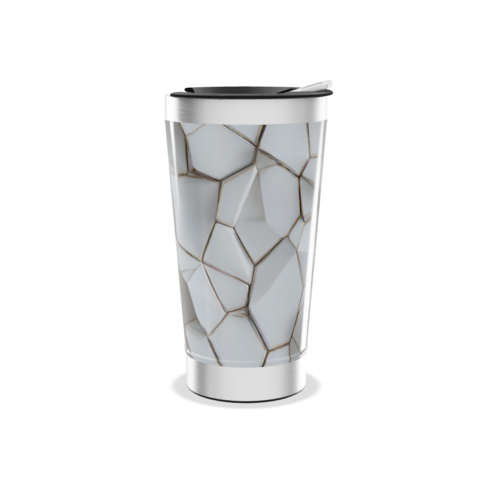 Copo Térmico - Textura geométrica branca