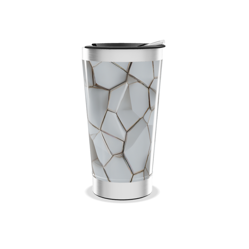 Copo Térmico - Textura geométrica branca