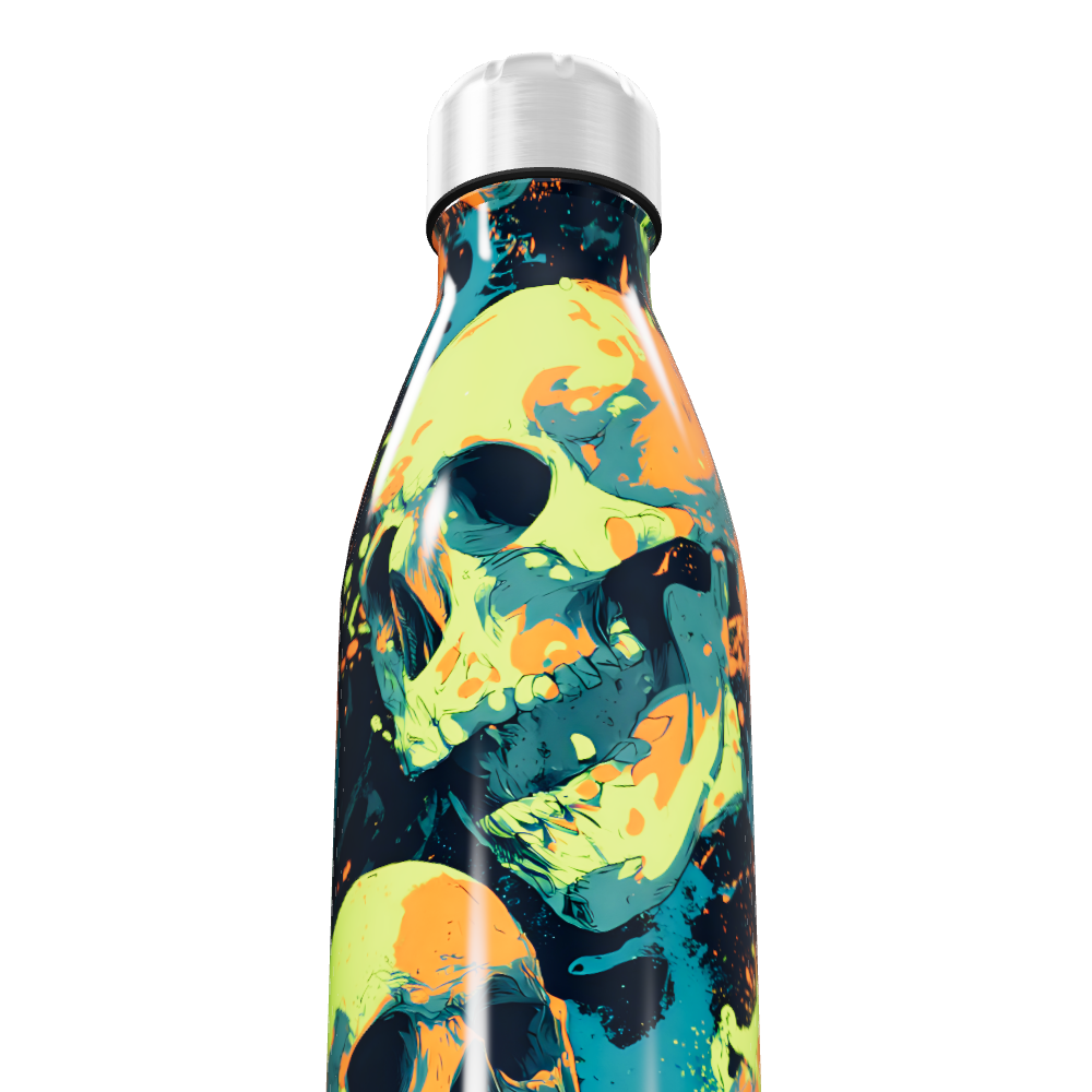 Garrafa Inox - Estampa Caveiras Coloridas