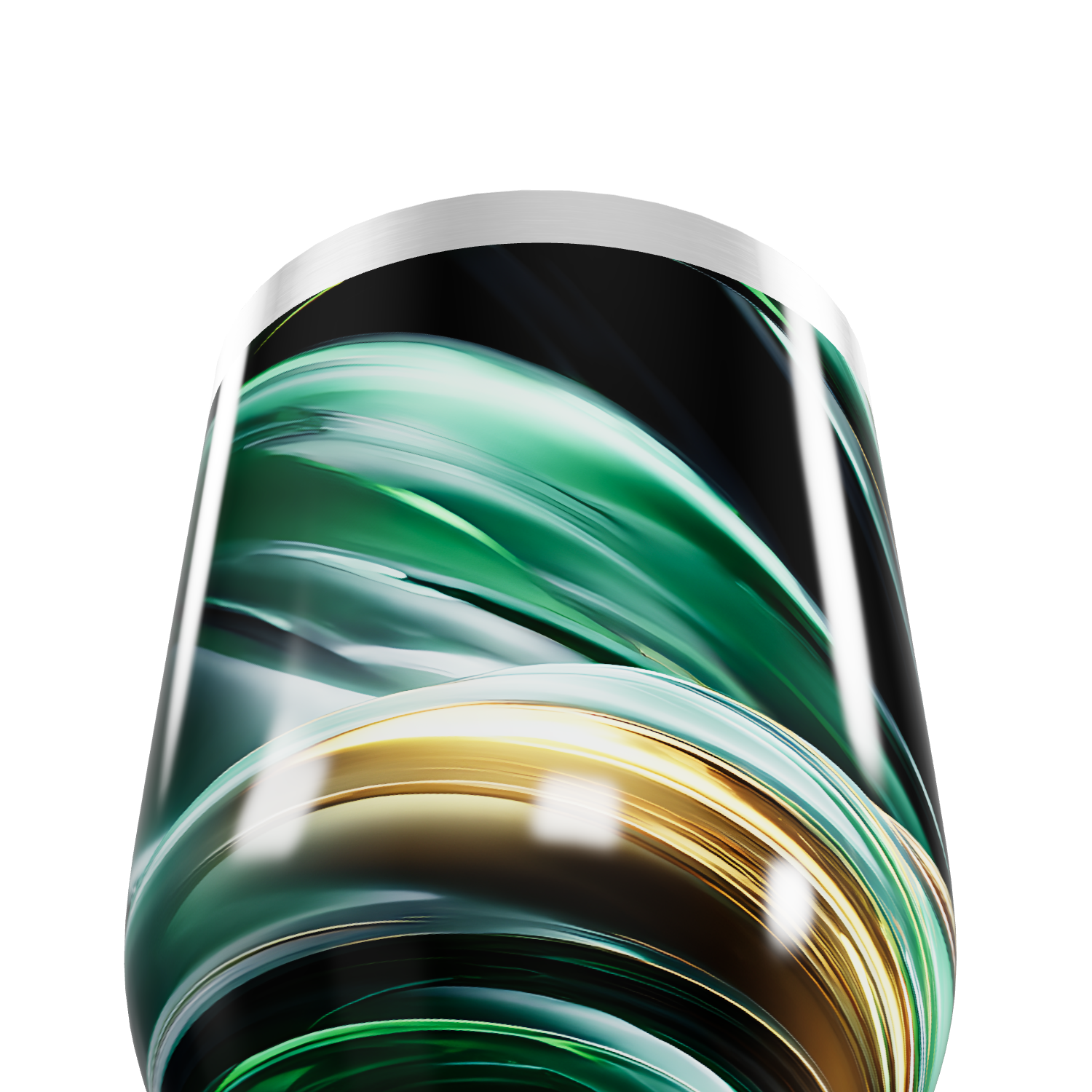 Copo Térmico Slim - Abstrato Verde e Dourado