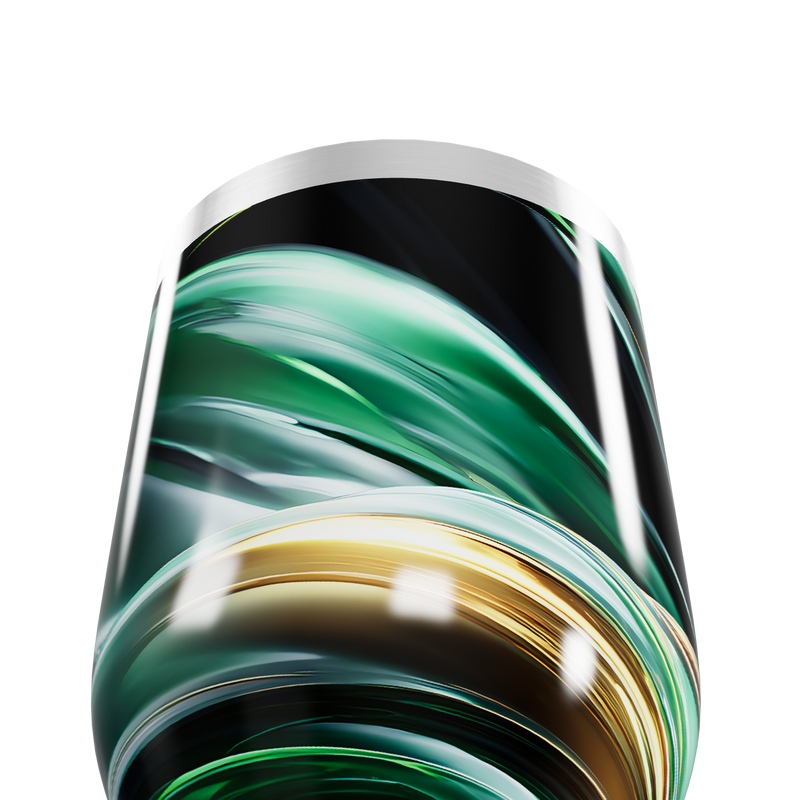 Copo Térmico Slim - Abstrato Verde e Dourado