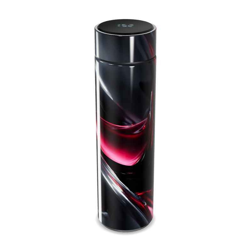 Garrafa Térmica Touch - Design Abstrato Preto e Vermelho