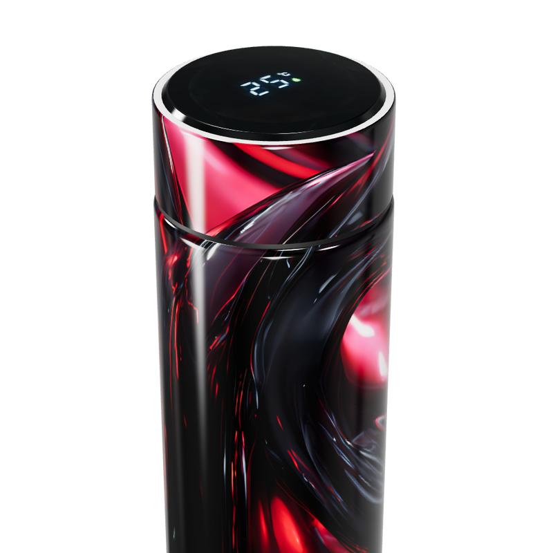 Garrafa Térmica Touch - Design Abstrato Preto e Vermelho