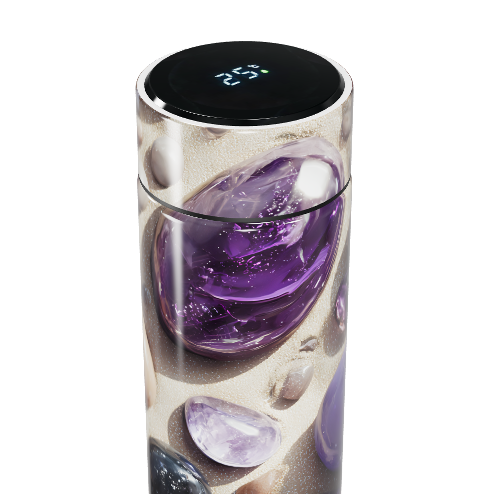 Garrafa Térmica Touch - Roxa com Pedras Decorativas