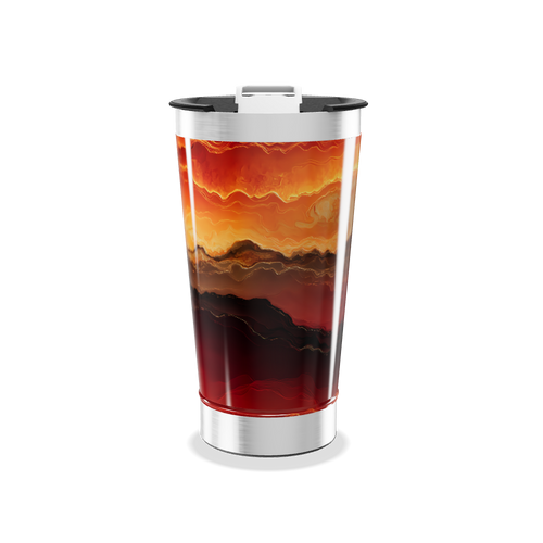 Copo Térmico - Estampa Abstrata Laranja