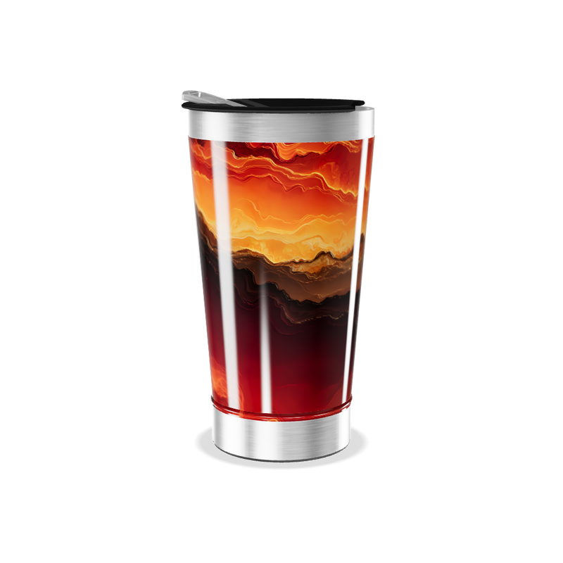 Copo Térmico - Estampa Abstrata Laranja