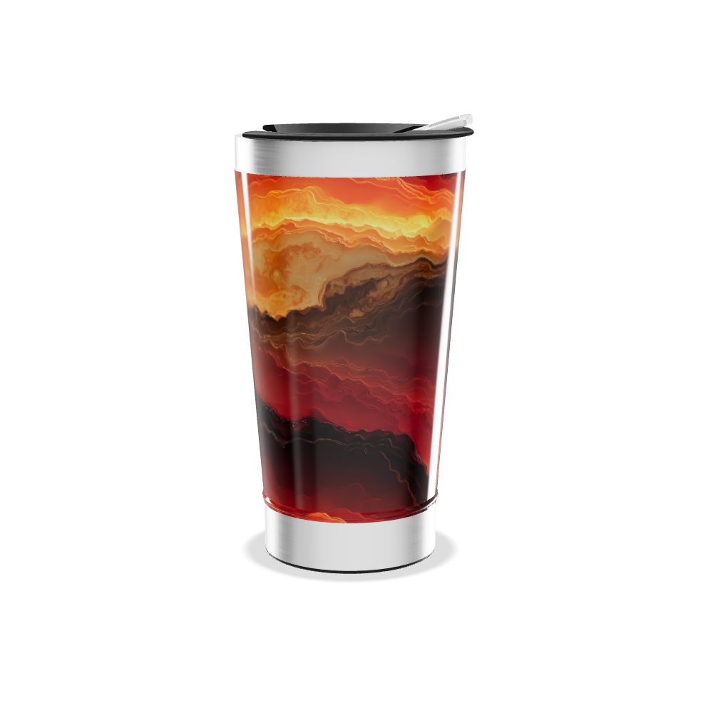 Copo Térmico - Estampa Abstrata Laranja