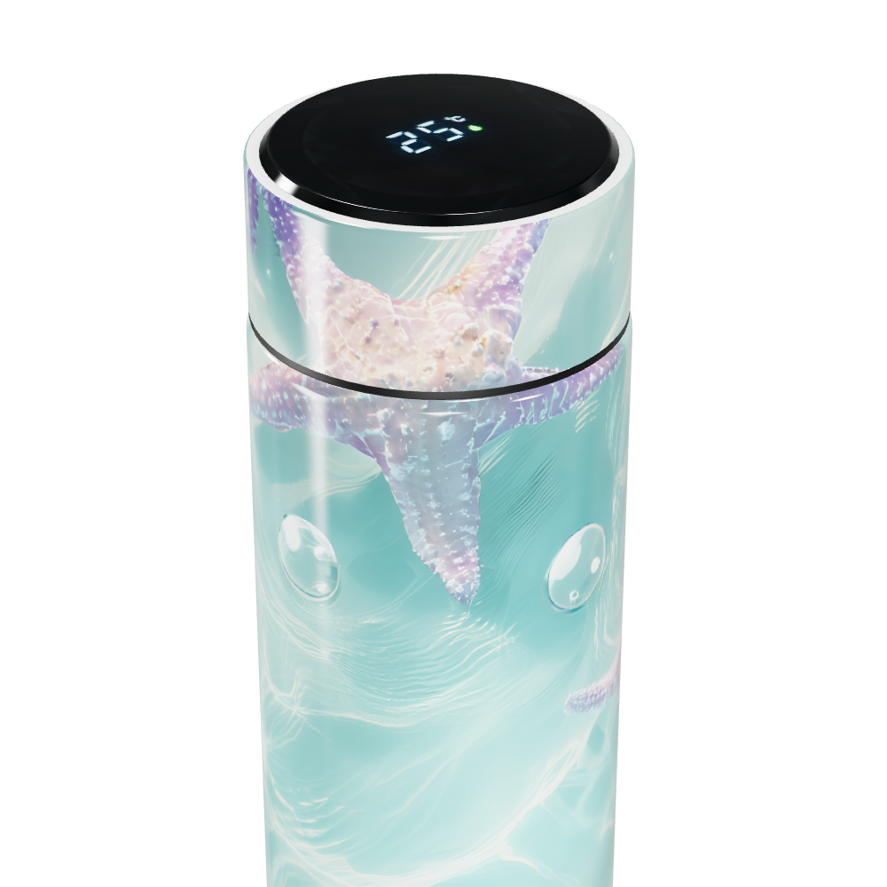 Garrafa Térmica Touch - Azul Estampada Estrelas-do-mar