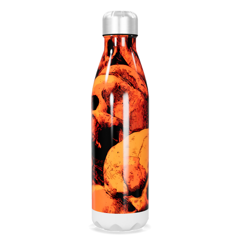 Garrafa Inox Caveiras Laranja e Preto