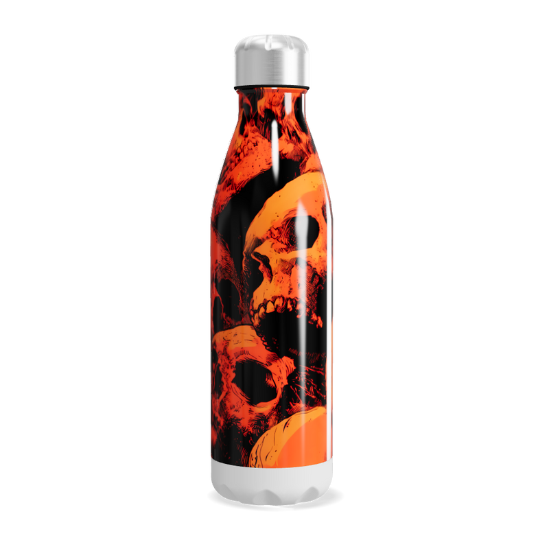 Garrafa Inox Caveiras Laranja e Preto