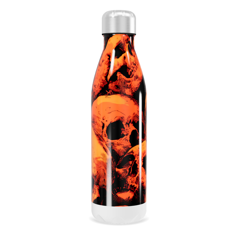 Garrafa Inox Caveiras Laranja e Preto