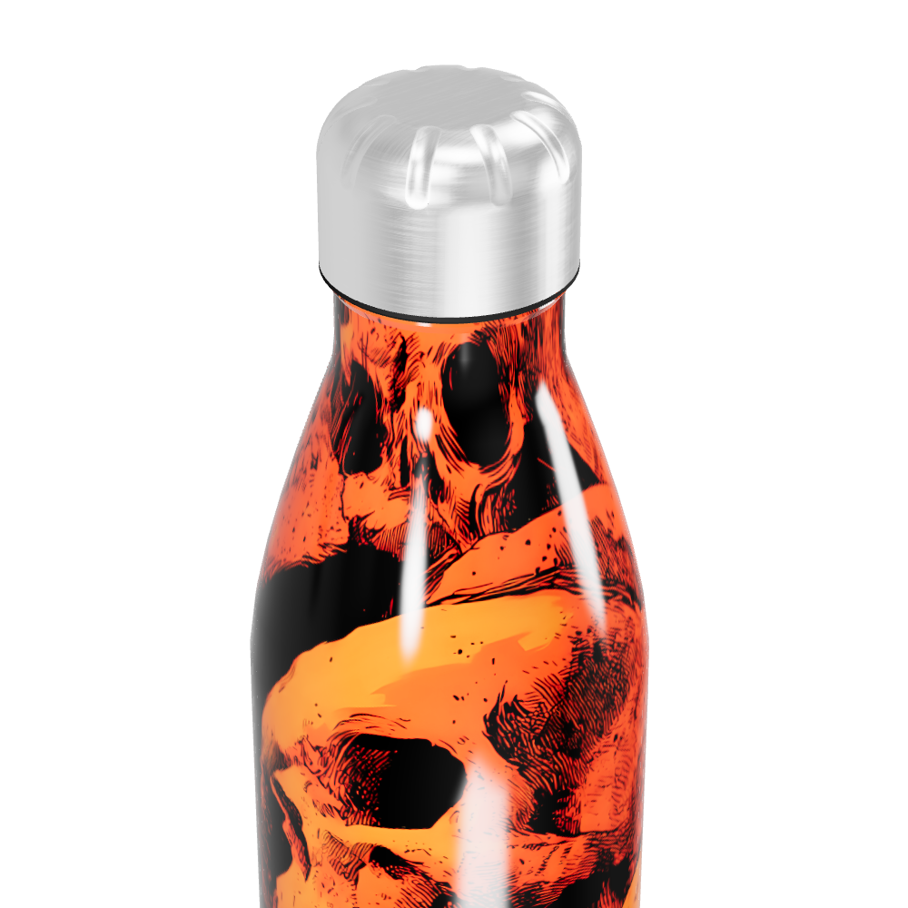 Garrafa Inox Caveiras Laranja e Preto