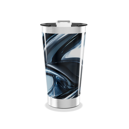 Copo Térmico - Preto e Prata Abstrato