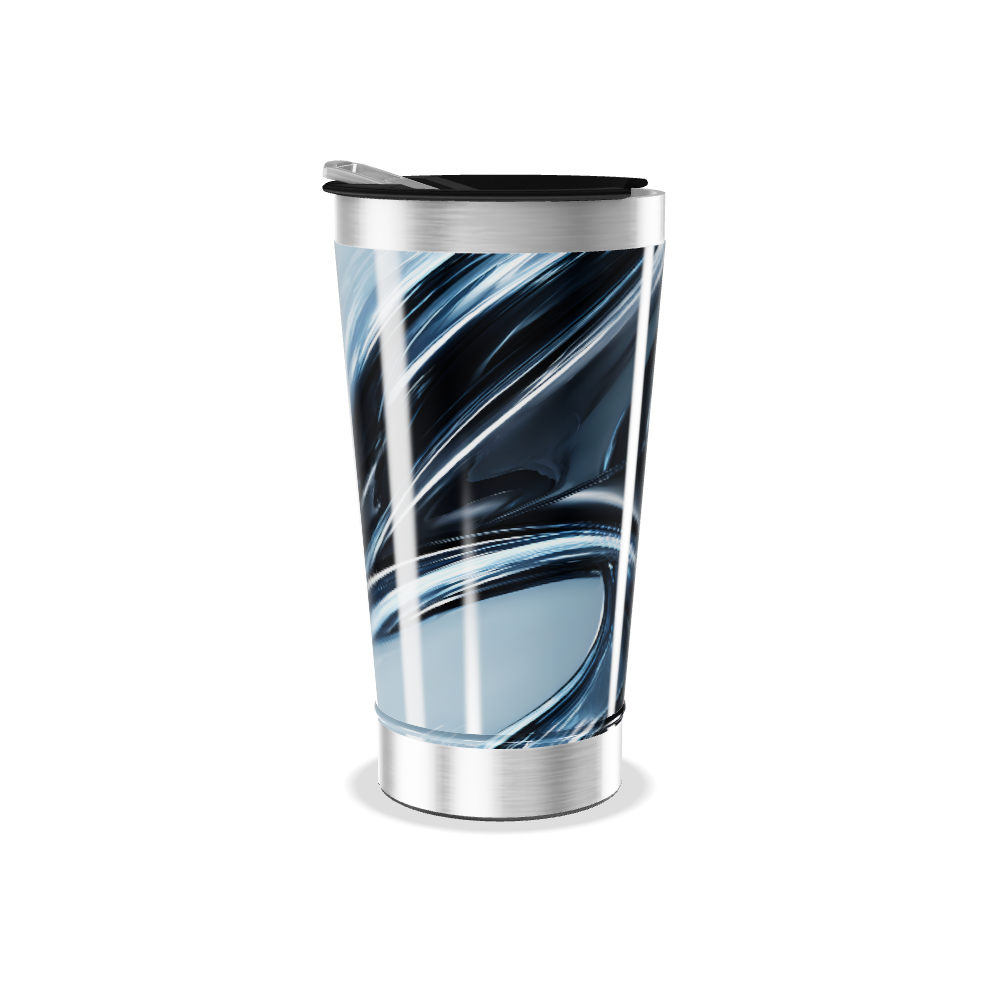 Copo Térmico - Preto e Prata Abstrato