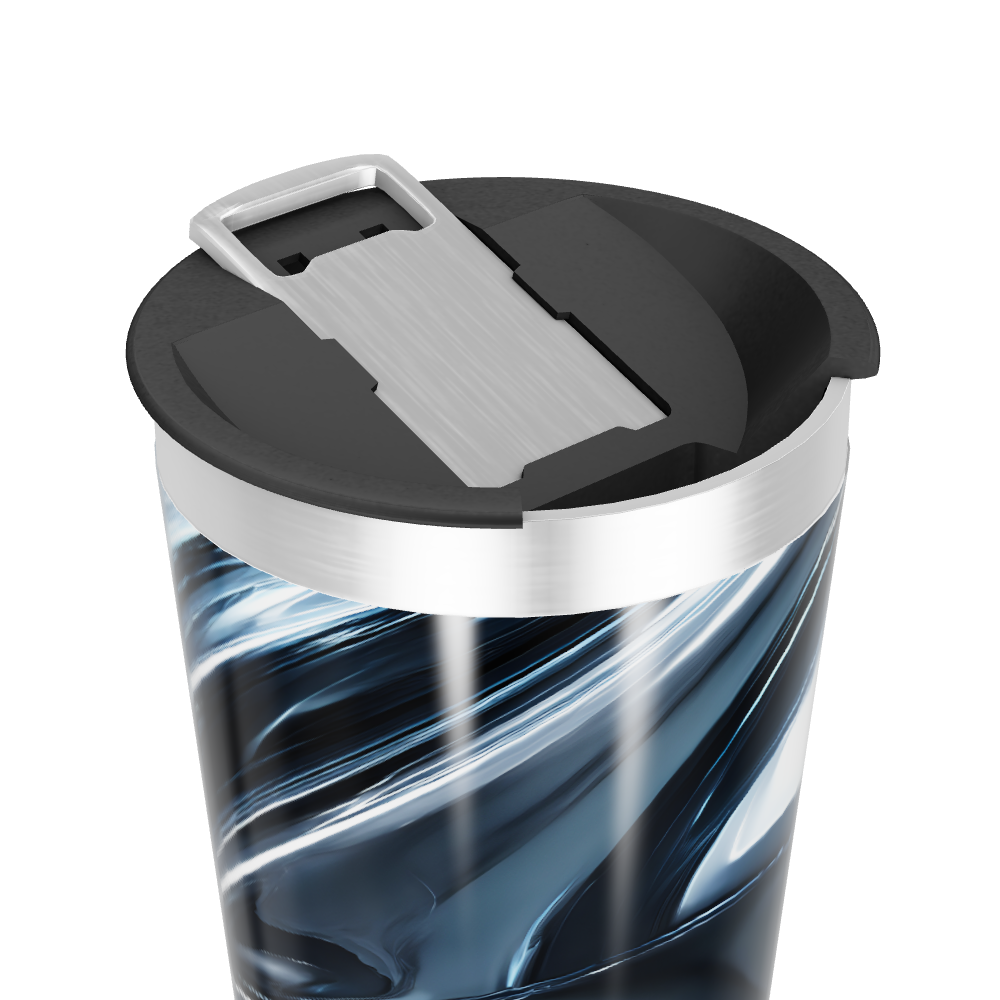 Copo Térmico - Preto e Prata Abstrato