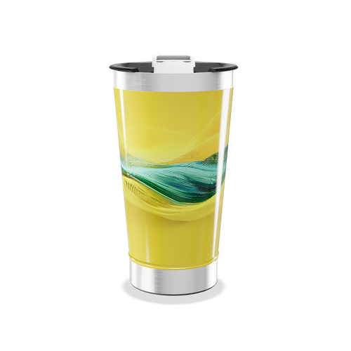 Copo Térmico - Amarelo com Design Ondulado