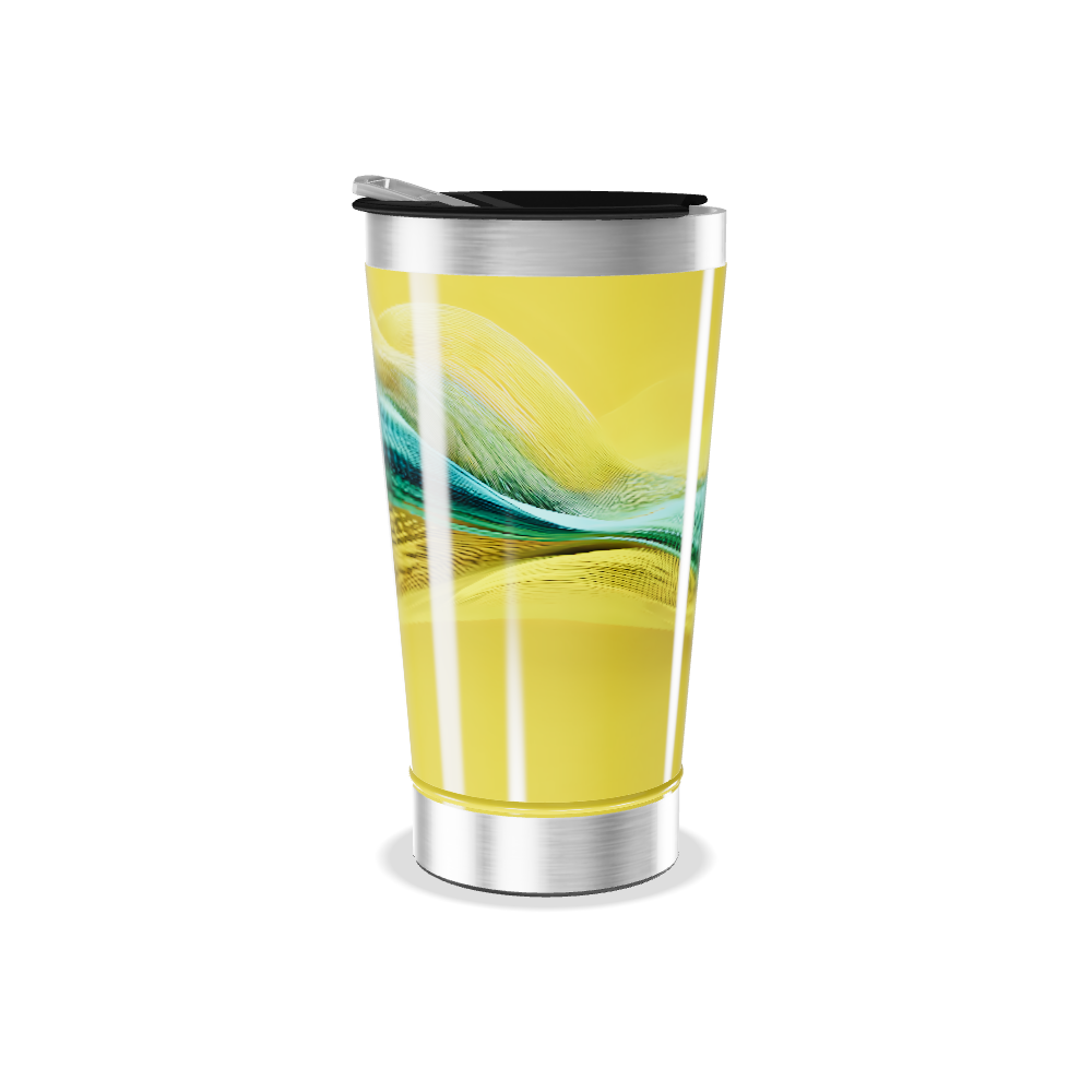 Copo Térmico - Amarelo com Design Ondulado