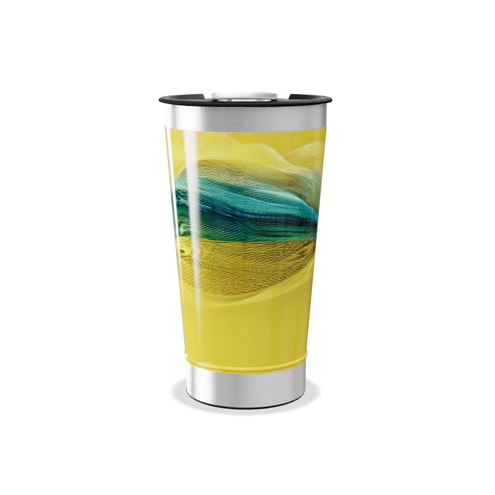 Copo Térmico - Amarelo com Design Ondulado