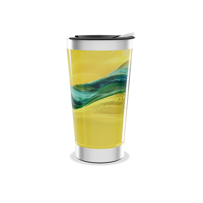 Copo Térmico - Amarelo com Design Ondulado