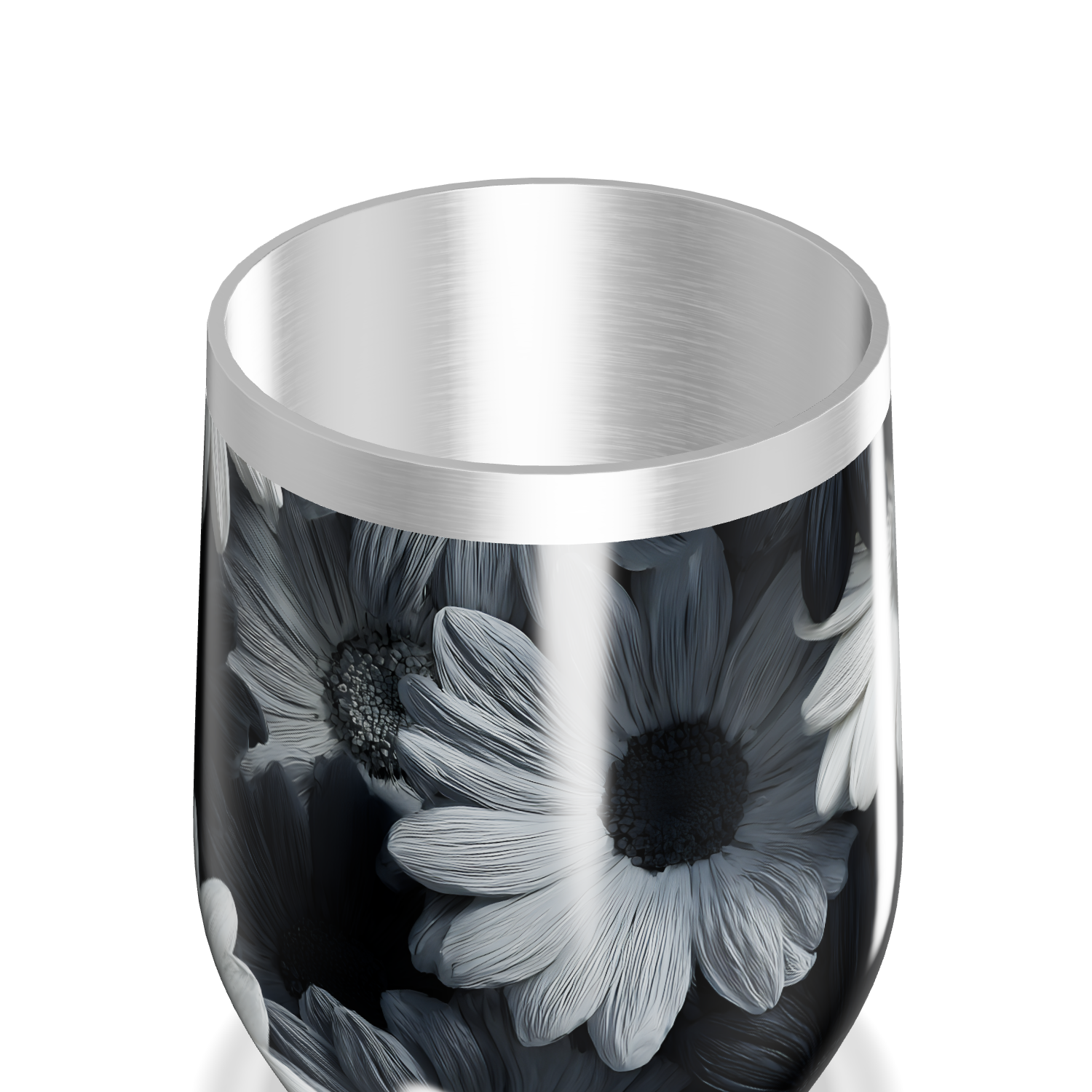 Copo Térmico Slim - Flores Preto e Branco