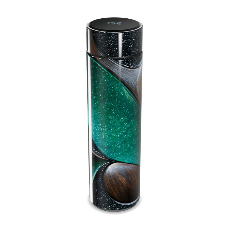 Garrafa Térmica Touch - Verde com Design Madeira