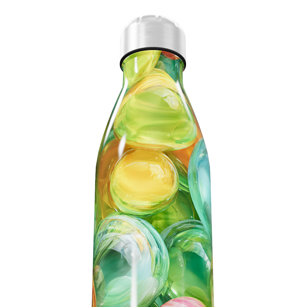 Garrafa Inox - Estampa Bolhas Coloridas