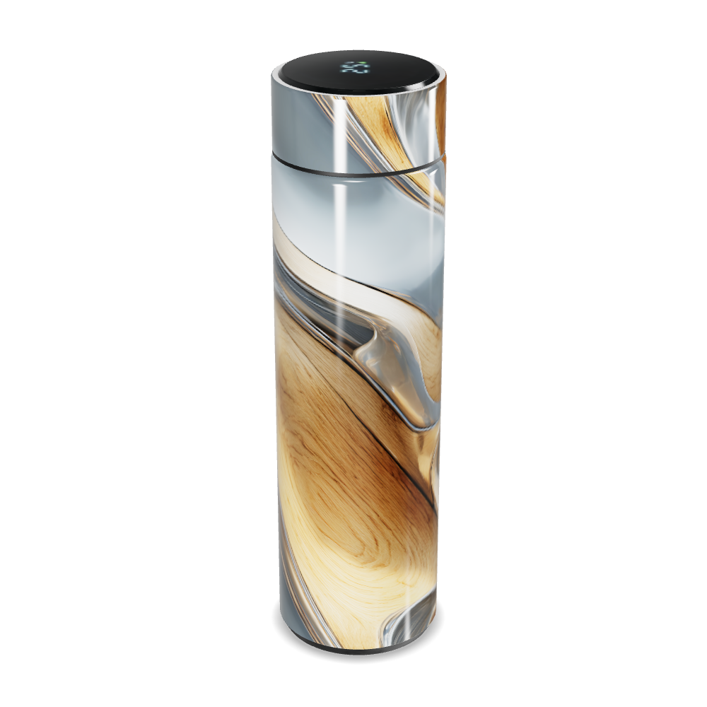 Garrafa Térmica Touch - Design Madeira Aço Inox