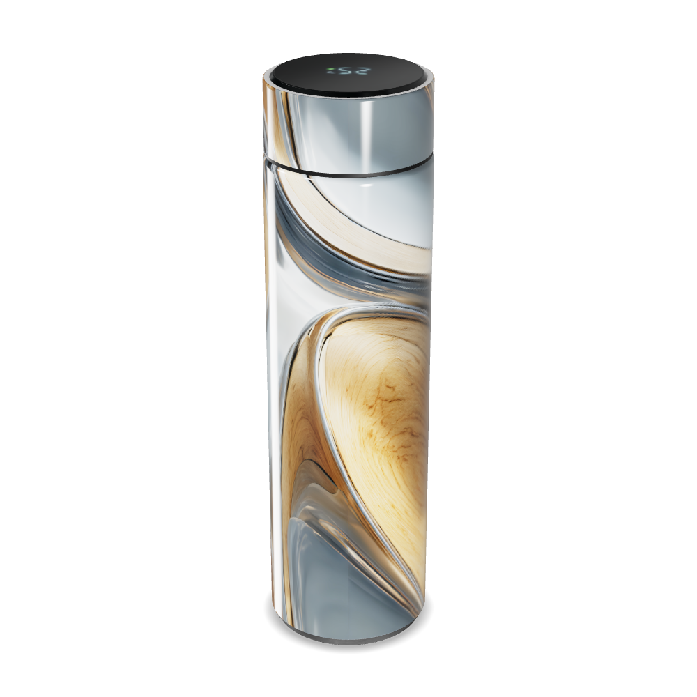 Garrafa Térmica Touch - Design Madeira Aço Inox