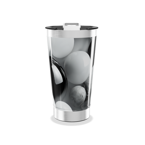 Copo Térmico - Preto e Branco Aço Inox